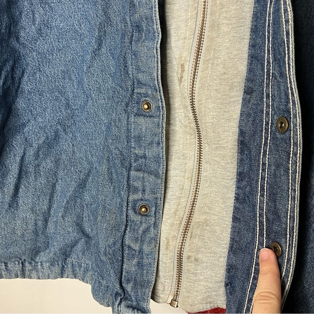 Faded Glory VTG Men's Denim Fleece Lined Zip Button Hoodie Cotton XL - Picture 3 of 14